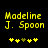Yellow pixelated text 'Modeline J. Spoon' on black background with two of yellow and brown star-like symbols below