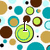 Pixelated pattern of multicolored circles with a cursor and heart icon, transitioning to green text on a white background.