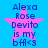 Blue background with pink star and blue text reading "Alexa Rose Devito is my bff<3" in two identical vertical