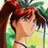 Pixelated static image of a character with long dark hair and red highlights, wearing a green top against a blurred background.