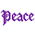 Static pixel art icon displaying the word "Peace" in stylized purple lettering with a decorative initial P on gray background.