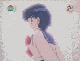 Animated sequence of a character with dark blue hair in a ponytail wearing a light pink top with a red bow, transitioning through multiple poses and expressions.