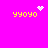 Yellow text 'yyoyo' on bright pink background with four distinct animated elements: a heart, a starburst, a particle burst, and a static text.