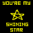 Yellow pixelated star icons with text "YOU'RE MY SHINING STAR" on black background, showing animation changes across frames.