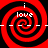 Four identical red and black spiral patterns arranged in a , each containing the text "i love" in white pixelated font
