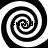 Four black-and-white spiral patterns arranged in a , each with alternating dark and light bands forming clockwise rotations