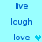 Pixelated text and heart symbols on a light blue background, with two of repeated words