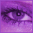 Pixelated close-up of a female eye with purple tones, showing subtle animation changes across four including text overlays and cropping variations