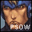 Pixelated character with blue hair and brown skin, six variations of facial expression and text below.