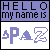 nine pixelated displays "HELLO my name is" text above stylized "spZ" lettering with a mountain symbol, each in distinct solid colors