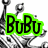 Pixelated green text 'BuBu' with black outline over grayscale mechanical background featuring wrenches and gears.