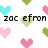Pixelated heart pattern with text reading 'zac efron is my boyfriend!!' on white background.