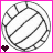 A 5x5 contact sheet of animated frames showing a volleyball icon with changing text and heart symbols, arranged in a grid layout on a gray background.