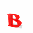Red 3D letter B with gray shadow on white background, shown in multiple states including upright, rotated, and fragmented views.