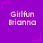 Purple background with repeated 'Girlfun Brianna' text in white pixelated font and pink star decorations.