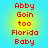 Red pixelated text reads "Abby Goin too Florida Baby" on a gradient background shifting from cyan to yellow, with two identical vertical arrangements.