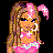 Pixel art contact sheet showing multiple frames of a pink-themed animated buddy icon with doll character, bunny logo, and heart symbols on bright pink background.