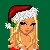 Pixelated image of a blonde woman in Santa attire with text reading 'I'm On The Naughty List' on green background.