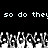 Black background with white pixelated text reading 'so do they! so do they!' above a of repeating grayscale hand icons