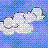 Animated contact sheet showing six frames of a pixelated cloud icon with text changing across frames to form the phrase "Where is my SILVER LINING?" against a blue background.