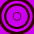 Four circular patterns with concentric rings on a solid purple background, each pattern varying in ring count and spacing.