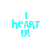 Pixelated cyan text "I HEART U!" with a pink rectangular bar shifting across the background in six