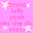 Pink background with repeated white star shapes and pink text reading "sma luffs yoooh yes she du" in a pattern