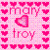 Pixelated icon with pink background, heart symbols bordering text reading 'mory' and 'troy', central large heart symbol.