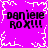 Pixelated text 'daniele ROX!!!' repeated four times on a bright purple background with white pixel-art borders.