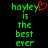 Green pixelated text 'hoyley is the best ever' with a red heart symbol replacing the letter 'o' in 'hoyley', displayed on black background.