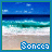 A beach scene with blue water and white waves on a sandy shore, featuring the text 'Soncca' in pixelated blue letters at the bottom left of each frame.