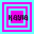 Four square display a pixelated text 'Каула' over layered pink and cyan borders, with varying border thicknesses across the