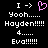 Pixelated text and a pink heart icon on black background, with one version showing the heart as animated.