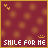 Two side-by-side show a pixelated icon with maroon background, orange circular patterns, and text reading 'SHILE FOR ME' in white or yellow font