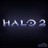 Pixelated text 'HALO 2' in light gray on dark blue background with subtle gradient, rendered as static digital icon.