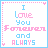 A 2x2 contact sheet of four animated frames showing pixelated text "I love you forever and always" in alternating pink and blue colors with dotted borders.