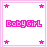 Two side-by-side animated frames of a pixel art buddy icon featuring "BobyGirl" text in pink with star corners, showing frame-to-frame color variation between light and dark pink borders.