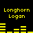 Yellow pixelated text and bar graphs on black background, with 'Longhorn' above 'Logan', two identical pairs of bars changing across frames.