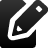 Black and white pixelated icon showing a stylized book with a curved spine and a small square symbol on its cover, set against a dark background.