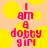 Pixelated text reads "I am a dobb" on peach background with yellow circles, transitioning to complete phrase "I am a dobb".