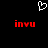 A black background features a white pixelated heart symbol above two red pixelated 'invu' texts, with no visible motion.