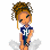 Pixelated cartoon character with brown braided hair and blue outfit holding a microphone next to blue background text "Thinking Of You..." in white pixel font.