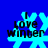 Four identical pixelated blue snowflakes on a solid blue background, each with black text reading "I love winter" overlaid.