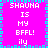 Pixelated text on a bright pink background with cyan and purple border elements, displaying repeated phrases in white block letters.