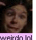 Two pixelated portrait images side-by-side with text below each, showing a person in dark clothing on the left and light-colored background on the right.