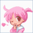 Pixel art contact sheet of a pink-haired anime-style character in two animated frames showing different expressions and text.