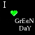 Static pixel art icon featuring white text, a green heart symbol, and stylized gray text on black background.