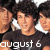 A static image of a person with dark curly hair wearing a black shirt, overlaid with white text reading "august 6" on the left side.