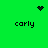 Green background with four 'carly' text labels and two pixelated symbols: a heart and a starburst, arranged in a pattern