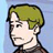 Pixelated cartoon-style icon shows a person with light green hair, neutral expression, and brown clothing against blue background.